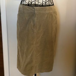 J Crew size 8 beige corduroy knee length skirt